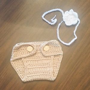 Tan and White Knit Newborn Photography Set